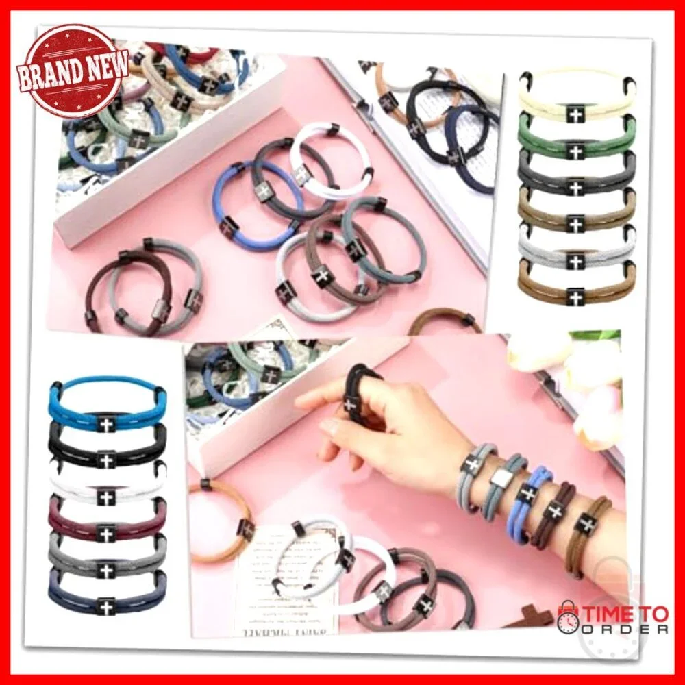 Adjustable Braided Cross Bracelet Set 24 Pcs Christian Rope Jewelry